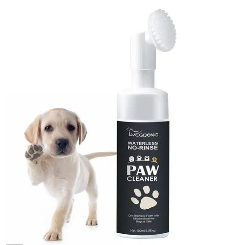 100ML Paw Cleaner Foam for Dogs and Cats - Waterless Pet Shampoo with Brush for Rinse-Free Deep Cleaning
